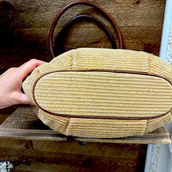 Michael Kors Straw Tote with Leather Handles & Tassel Charm - Picture 5 of 10